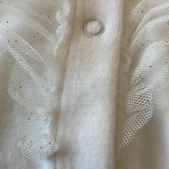New! Soft Girl’s White Long Sleeve Coveralls Onsie with Tulle Ruffles 6-9 months - Picture 9 of 9